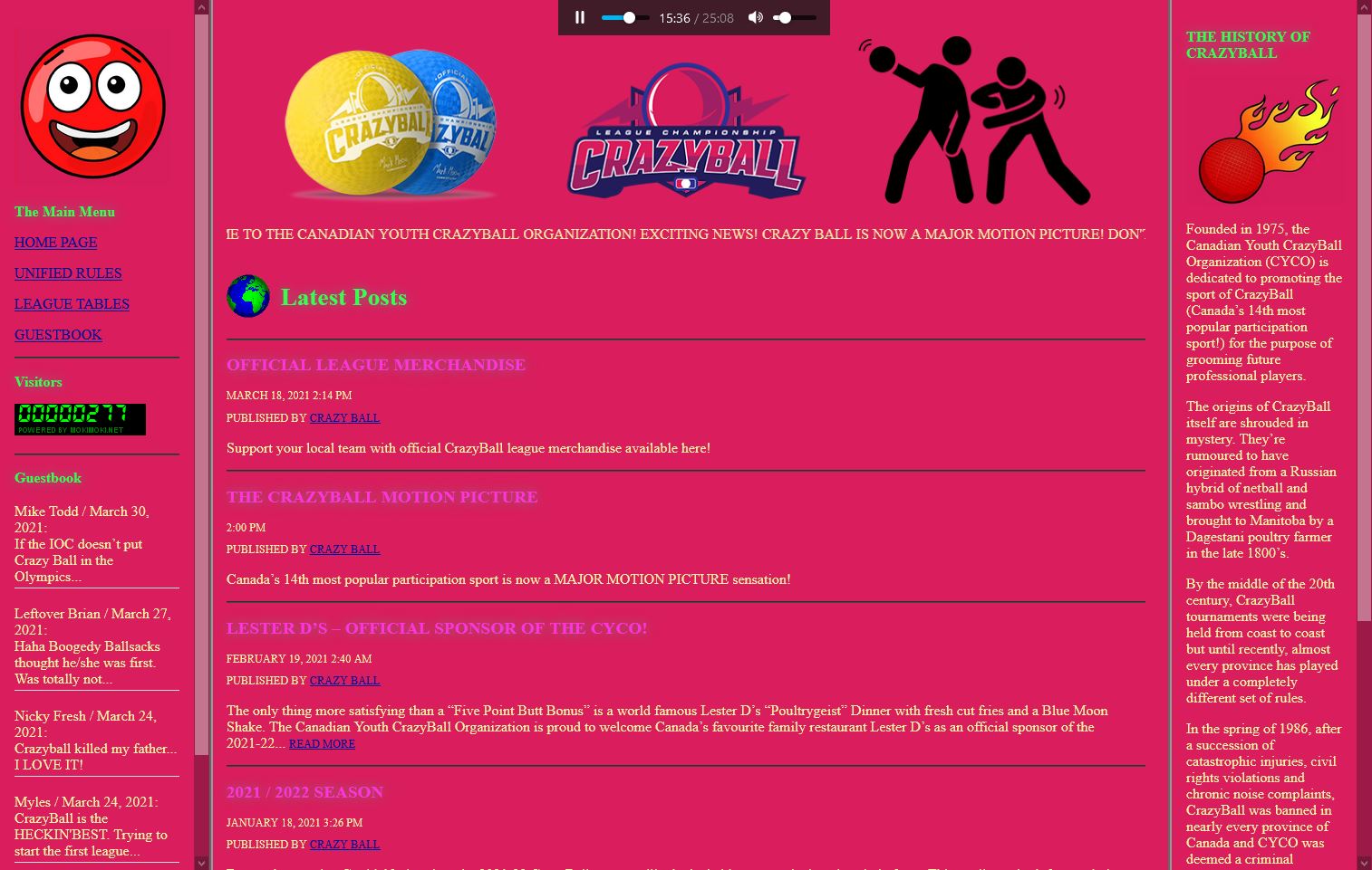 Retro WordPress Layout Showcase Crazy Ball Canada